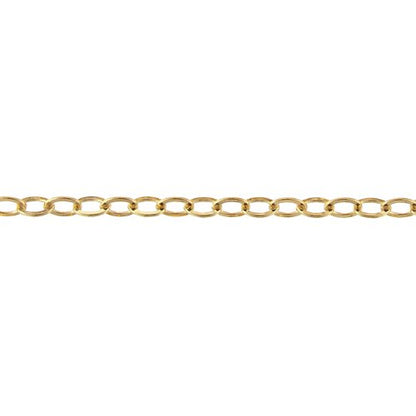 14kt Gold Filled 1.6mm Width by 2.4mm Length, Flat Cable Chain. Price per: 1 Foot.