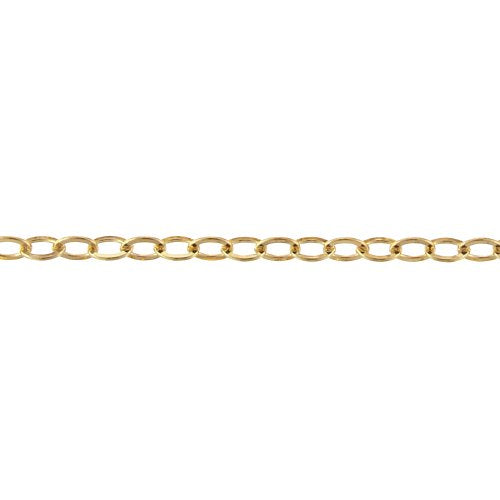 14kt Gold Filled 1.6mm Width by 2.4mm Length, Flat Cable Chain. Price per: 1 Foot.