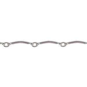 Sterling Silver 1.7mm Width by 12.6mm Length Curved Bar Link Followed by 2.5mm Width by 3.0mm Length Smooth Oval Link, Bar Chain. Price per: 1 Foot.