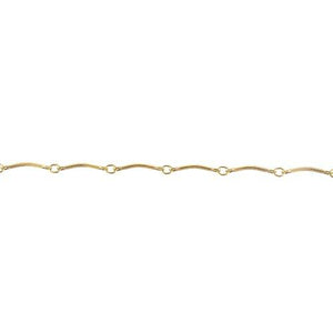 14kt Gold Filled 1.7mm Width by 12.6mm Length Curved Bar Link Followed by 2.5mm Width by 3.0mm Length Smooth Oval Link, Bar Chain. Price per: 1 Foot.