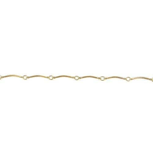 14kt Gold Filled 1.7mm Width by 12.6mm Length Curved Bar Link Followed by 2.5mm Width by 3.0mm Length Smooth Oval Link, Bar Chain. Price per: 1 Foot.