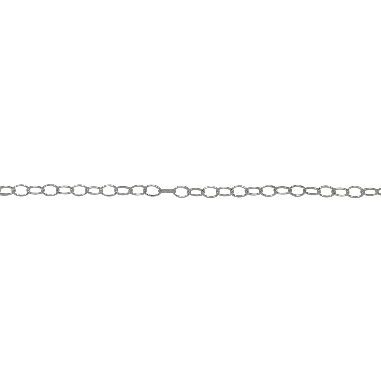 Chain by Foot. Sterling Silver 1.4mm Width by 2.1mm Length, Smooth Cable Chain. Price per: 1 Foot.