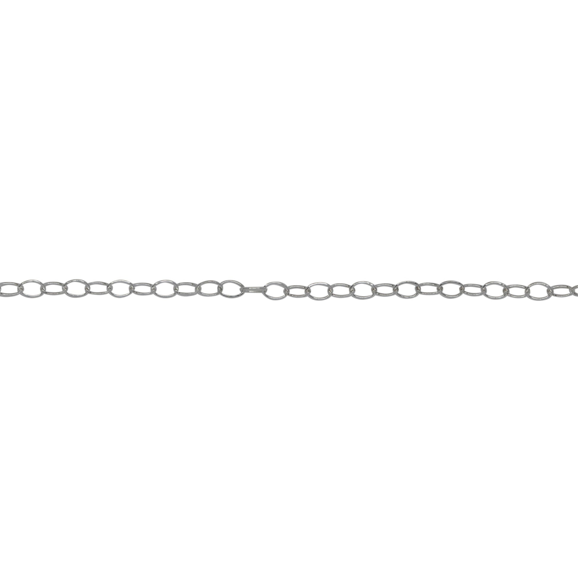 Chain by Foot. Sterling Silver 1.4mm Width by 2.1mm Length, Smooth Cable Chain. Price per: 1 Foot.