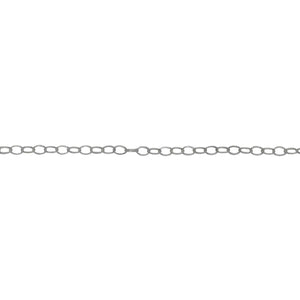 Chain by Foot. Sterling Silver 1.4mm Width by 2.1mm Length, Smooth Cable Chain. Price per: 1 Foot.