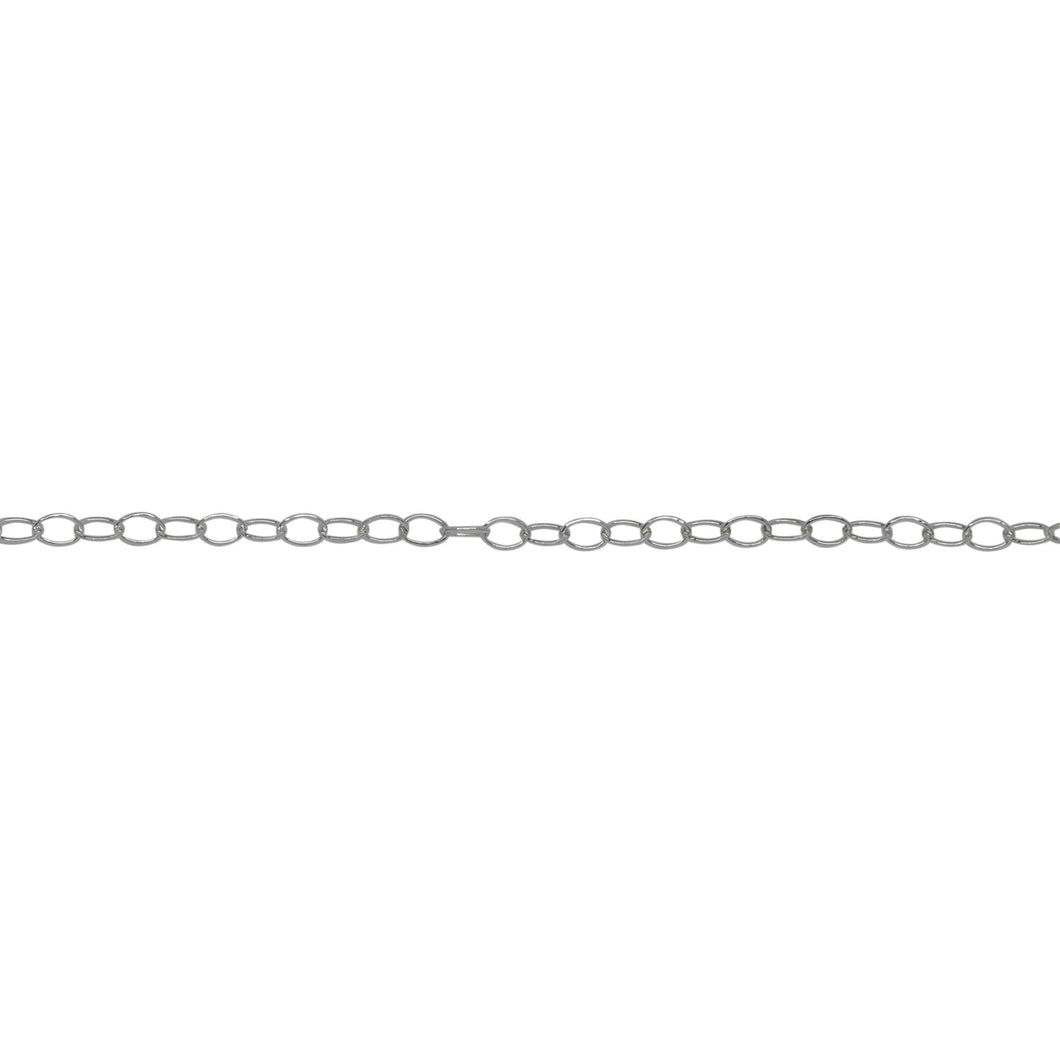 Chain by Foot. Sterling Silver 1.4mm Width by 2.1mm Length, Smooth Cable Chain. Price per: 1 Foot.