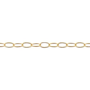 14kt Gold Filled 1.4mm Width by 2.1mm Length, Smooth Cable Chain. Price per: 1 Foot.