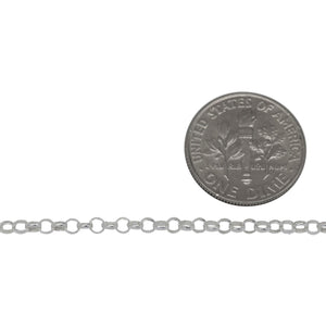 Sterling Silver 2.35mm Width / Length Circle Link, Rolo Chain. Price per: 1 Foot.