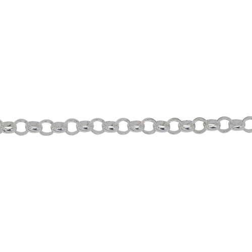 Chain by Foot. Sterling Silver 3.26mm Width / Length Circle Link, Rolo Chain. Price per: 1 Foot.