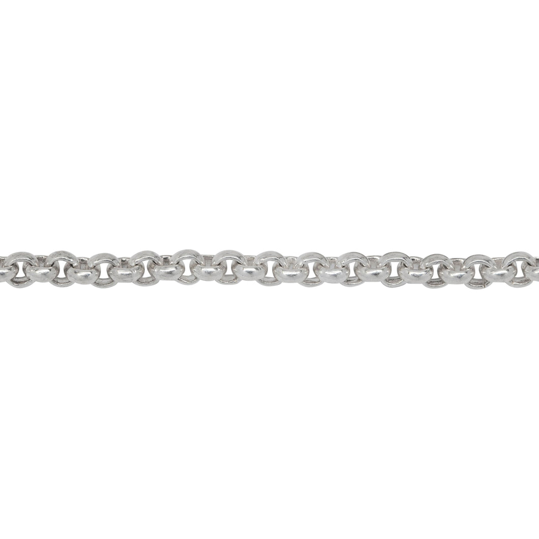 Chain by Foot. Sterling Silver 3.26mm Width / Length Circle Link, Rolo Chain. Price per: 1 Inch.
