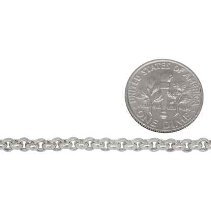 Sterling Silver 3.26mm Width / Length Circle Link, Rolo Chain. Price per: 1 Inch.