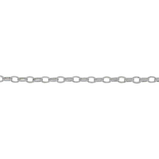 Chain by Foot. Sterling Silver 2.15mm Width by 3.06mm Length, Oval Rolo Chain. Price per: 1 Foot.
