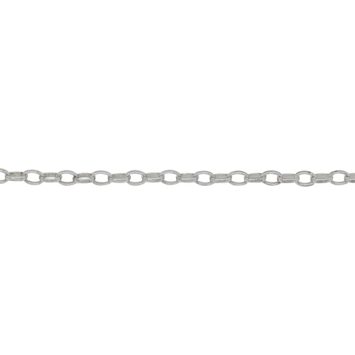 Chain by Foot. Sterling Silver 2.15mm Width by 3.06mm Length, Oval Rolo Chain. Price per: 1 Foot.