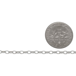 Sterling Silver 2.15mm Width by 3.06mm Length, Oval Rolo Chain. Price per: 1 Foot.