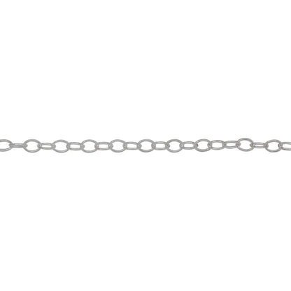 Chain by Foot. Sterling Silver 2.30mm Width by 3.15mm Length, Smooth Cable Chain. Price per: 1 Foot.