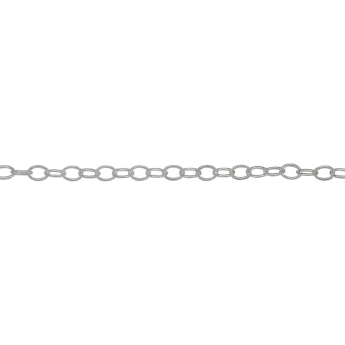 Chain by Foot. Sterling Silver 2.30mm Width by 3.15mm Length, Smooth Cable Chain. Price per: 1 Foot.