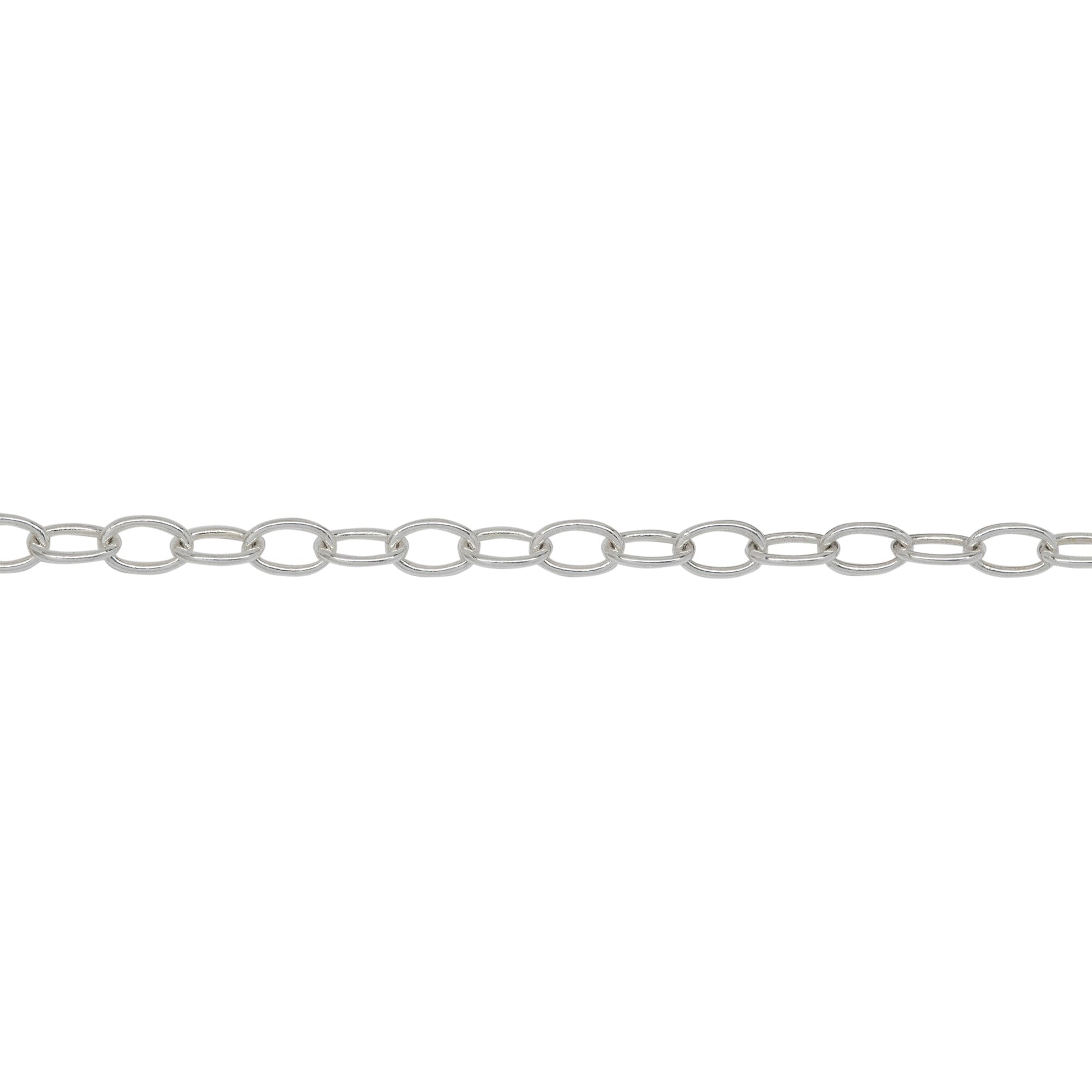 Chain by Foot. Sterling Silver 2.66mm Width by 4.08mm Length, Smooth Cable Chain. Price per: 1 Foot.