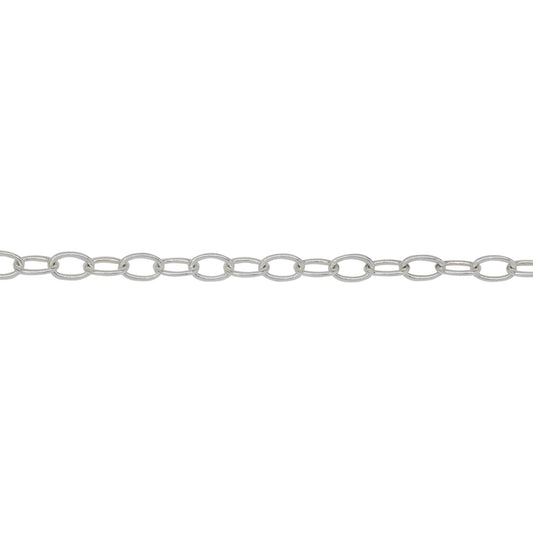 Chain by Foot. Sterling Silver 2.66mm Width by 4.08mm Length, Smooth Cable Chain. Price per: 1 Foot.