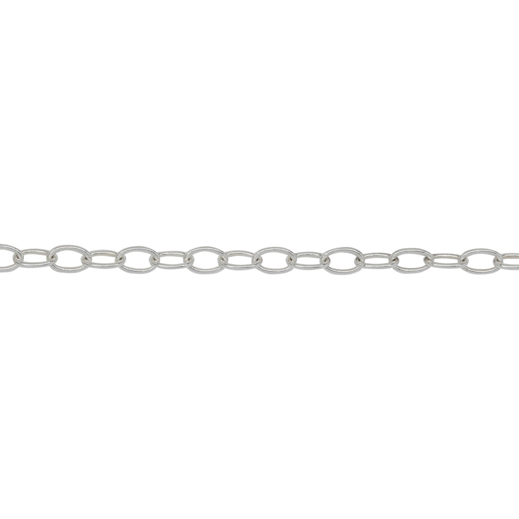 Chain by Foot. Sterling Silver 2.66mm Width by 4.08mm Length, Smooth Cable Chain. Price per: 1 Foot.