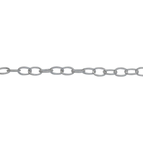 Chain by Foot. Sterling Silver 3.1mm Width by 4.7mm Length, Smooth Cable Chain. Price per: 1 Foot.