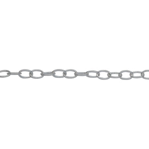 Chain by Foot. Sterling Silver 3.1mm Width by 4.7mm Length, Smooth Cable Chain. Price per: 1 Foot.