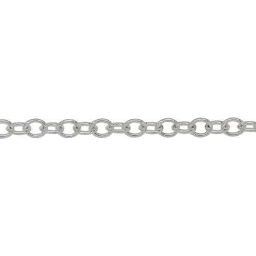 Chain by Foot. Sterling Silver 3.8mm Width by 4.7mm Length, Smooth Cable Chain. Price per: 1 Foot.