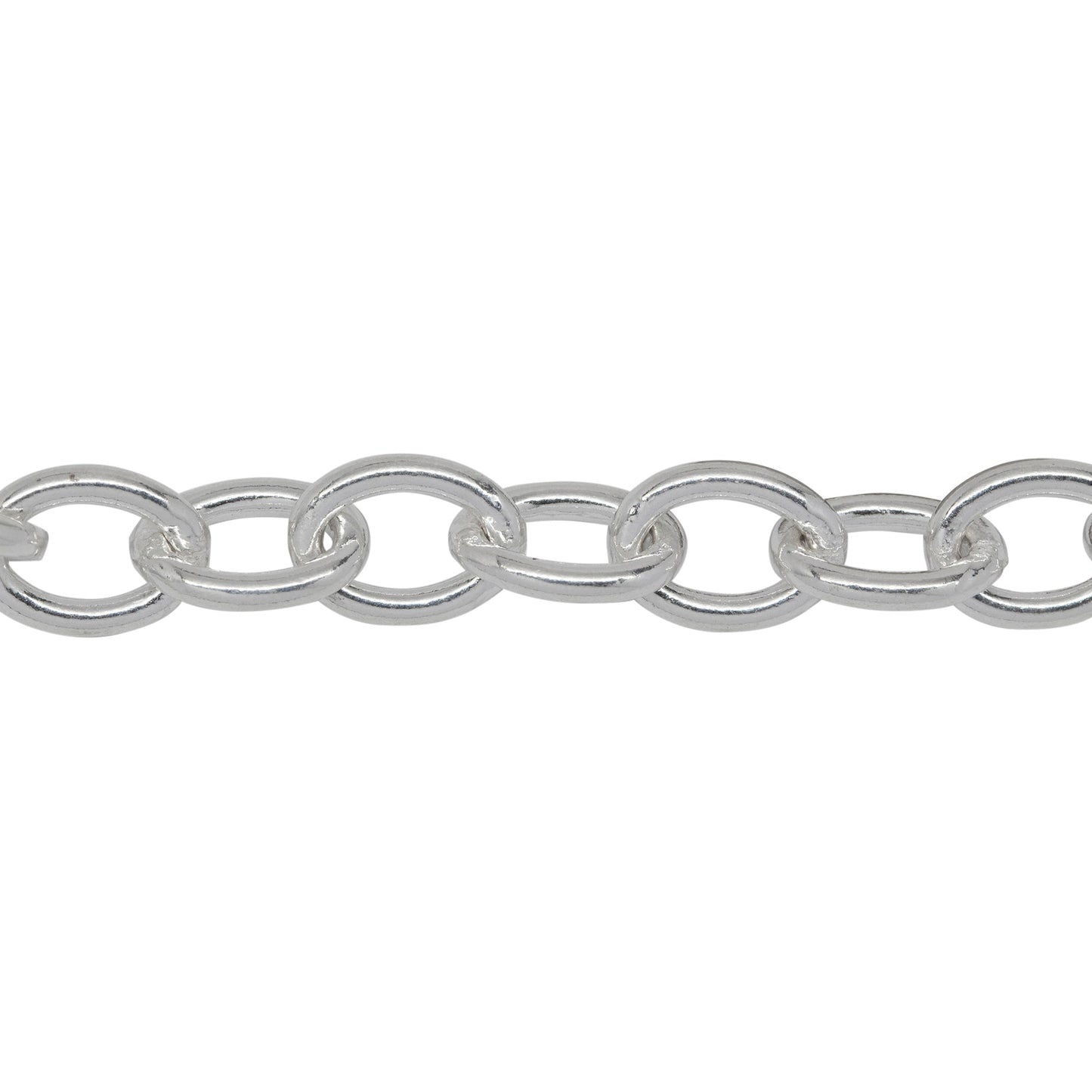 Chain by Foot. Sterling Silver 7.6mm Width by 10.3mm Length, Smooth Cable Chain. Price per: 1 Inch.