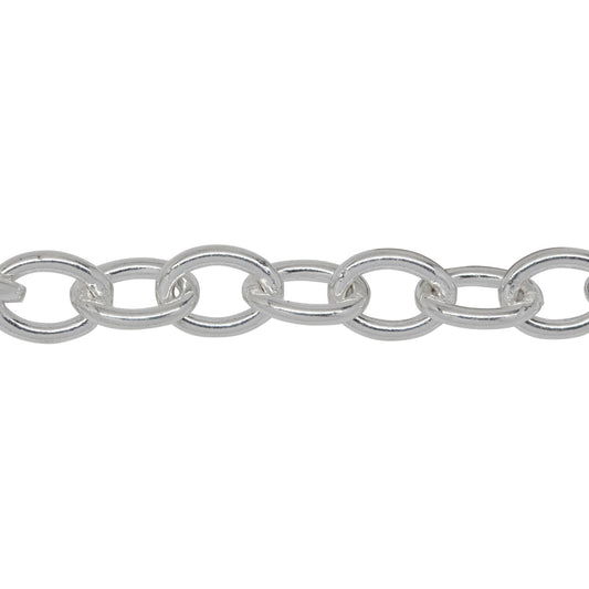 Chain by Foot. Sterling Silver 7.6mm Width by 10.3mm Length, Smooth Cable Chain. Price per: 1 Inch.