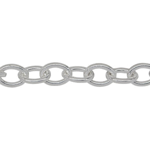 Chain by Foot. Sterling Silver 7.6mm Width by 10.3mm Length, Smooth Cable Chain. Price per: 1 Inch.