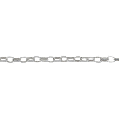Chain by Foot. Sterling Silver 2.5mm Width by 3.7mm Length, Oval Rolo Chain. Price per: 1 Foot.