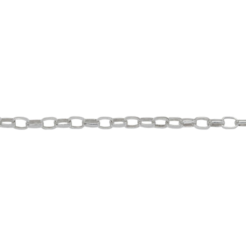 Chain by Foot. Sterling Silver 2.5mm Width by 3.7mm Length, Oval Rolo Chain. Price per: 1 Foot.