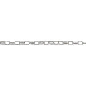 Chain by Foot. Sterling Silver 2.5mm Width by 3.7mm Length, Oval Rolo Chain. Price per: 1 Foot.