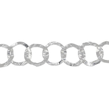 Load image into Gallery viewer, Chain by Foot. Sterling Silver 10.5mm Width / Length, Hammered Circle Chain. Price per: 1 Foot.
