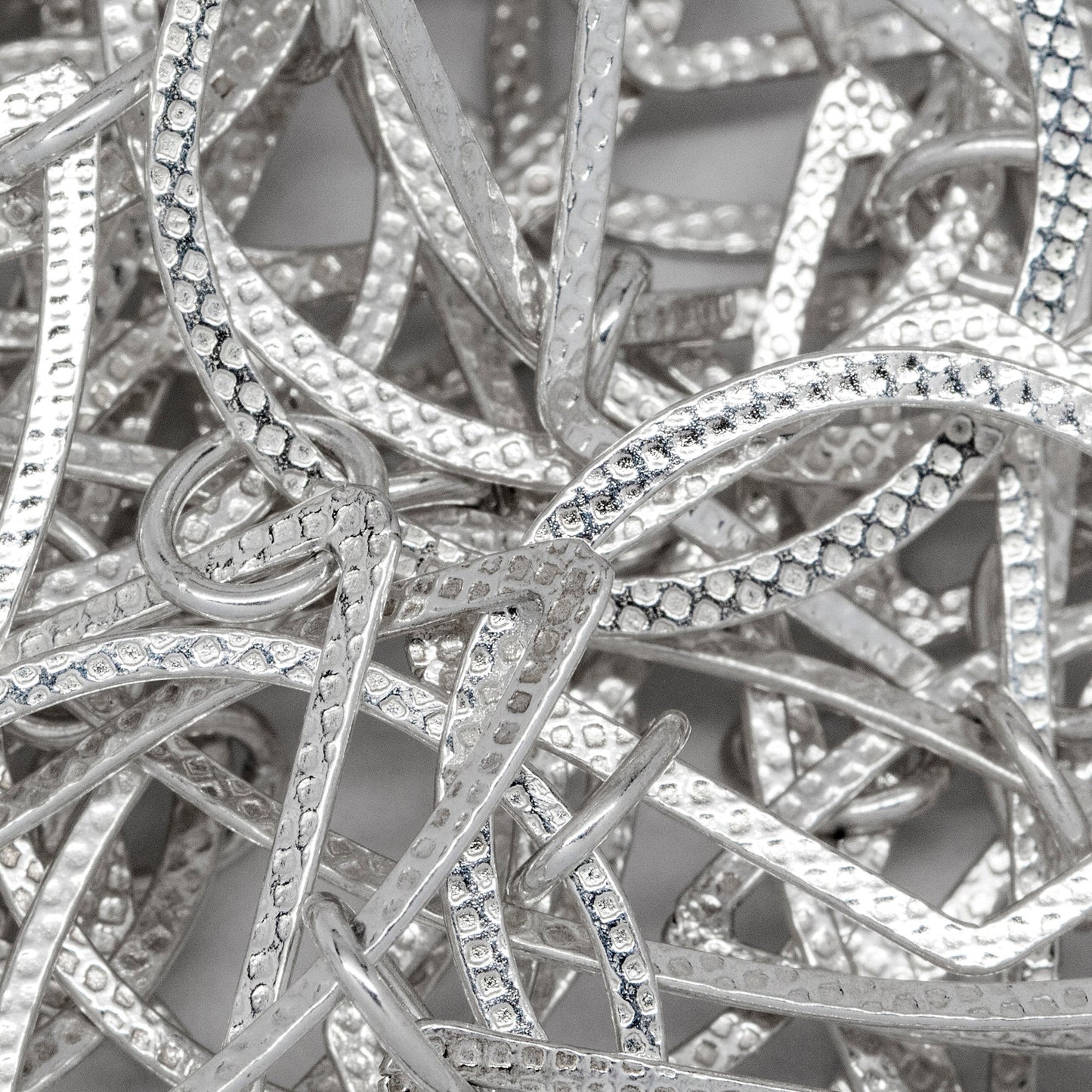 Sterling Silver 22.0mm Textured Circle Link Followed by 11.2mm Width by 31.1mm Length Textured Oval Link and 15.4mm Width by 25.5mm Length Textured Diamond Shaped Link, Connected by 4.9mm by 6.2mm Smooth Oval Link, Fancy Chain. Price per: 1 Inch.