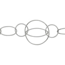 Load image into Gallery viewer, Chain by Foot. Sterling Silver Two of 14.96mm Width / Length Circle Link Connected with 11.31mm Width by 19.78mm Length Smooth Oval Link in the middle, followed by 27.75mm Width / Length Evil Eye Circle Link, Fancy Chain. Price per: 1 Inch.
