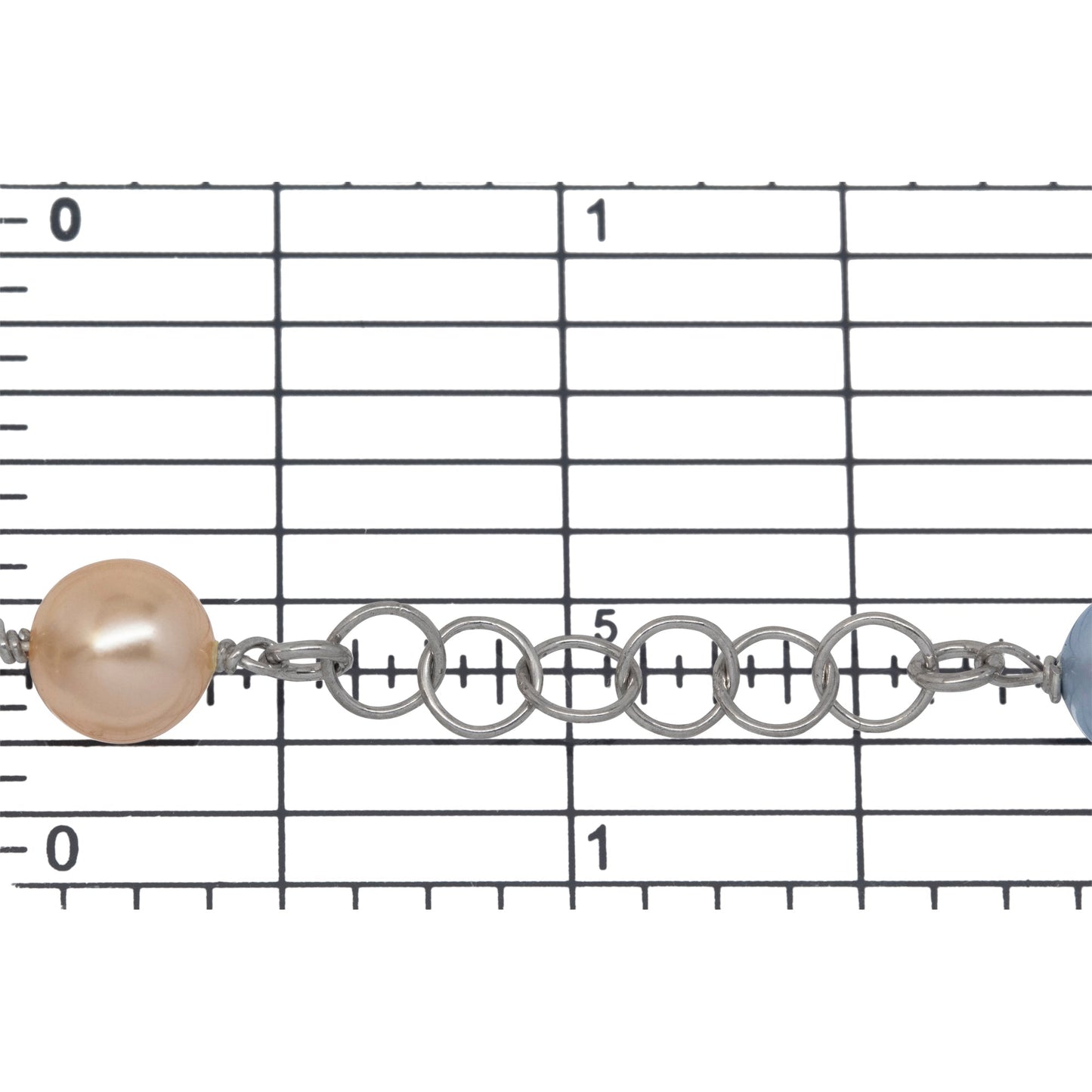 Sterling Silver Rhodium Plated Two of 4.12mm Width / Length Smooth Circle Connected with Three of 8.05mm Width / Length Swarovski Pearls, followed by Six of 5.42mm Width / Length Smooth Circle Links of Circle Chain. Price per: 1 Inch.