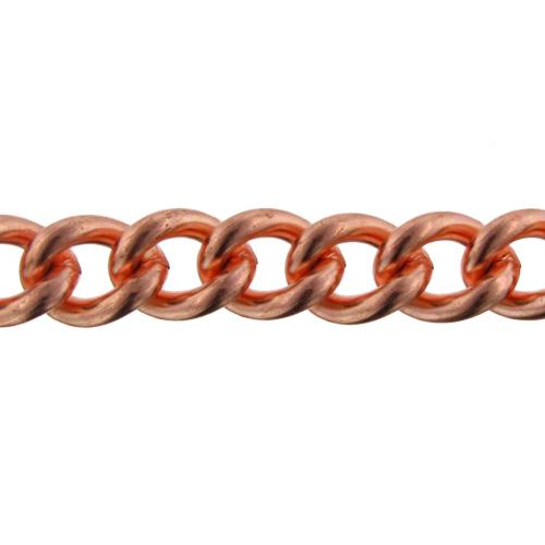 Copper 13.35mm Width by 17.40mm Length, Smooth Curb Chain. Price per: 1 Foot.