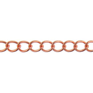 Copper 9.50mm Width by 12.45mm Length, Smooth Curb Chain. Price per: 1 Foot.