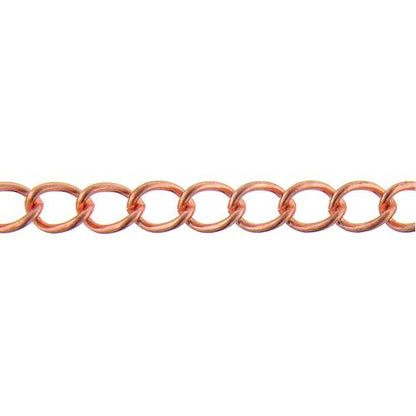 Copper 9.50mm Width by 12.45mm Length, Smooth Curb Chain. Price per: 1 Foot.