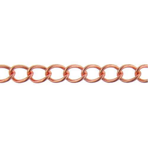 Copper 8.50mm Width by 12.35mm Length, Smooth Curb Chain. Price per: 1 Foot.