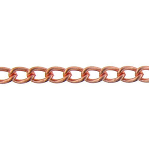 Copper 4.75mm Width by 7.40mm Length, Smooth Curb Chain. Price per: 1 Foot.