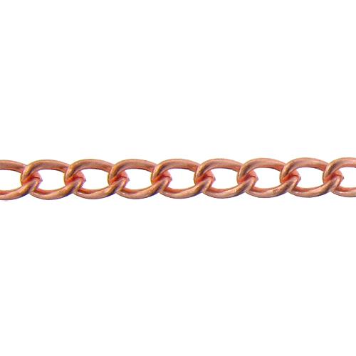 Copper 4.75mm Width by 7.40mm Length, Smooth Curb Chain. Price per: 1 Foot.