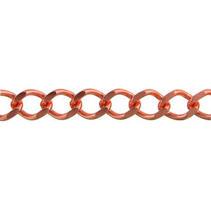 Copper 10.8mm Width by 13.2mm Length, Diamond Cut Curb Chain. Price per: 1 Foot.