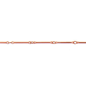 Copper 1.04mm Width by 13.3mm Length Smooth Bar Link Followed By 2.5mm Width by 3.1mm Length Smooth Oval Link, Bar Chain. Price per: 1 Foot.