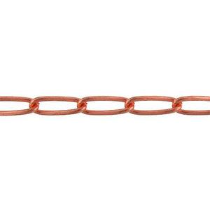 Copper 4.3mm Width by 12.1mm Length, Smooth Curb Chain. Price per: 1 Foot.