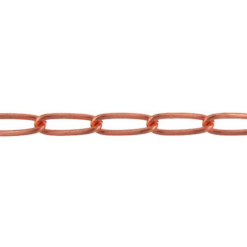 Copper 4.3mm Width by 12.1mm Length, Smooth Curb Chain. Price per: 1 Foot.