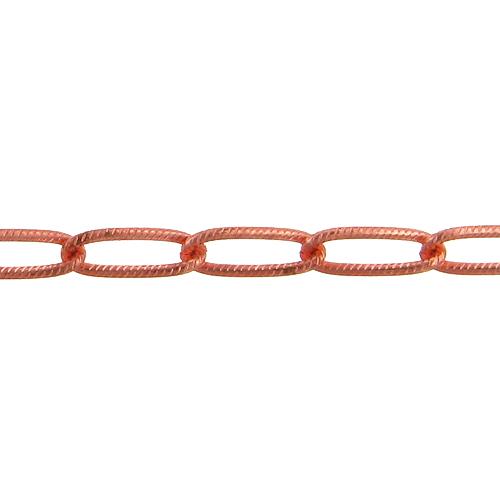 Copper 4.3mm Width by 12.1mm Length, Corrugated Curb Chain. Price per: 1 Foot.