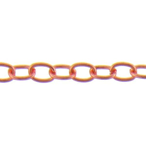 Copper 3.40mm Width by 4.75mm Length, Smooth Cable Chain. Price per: 1 Foot.