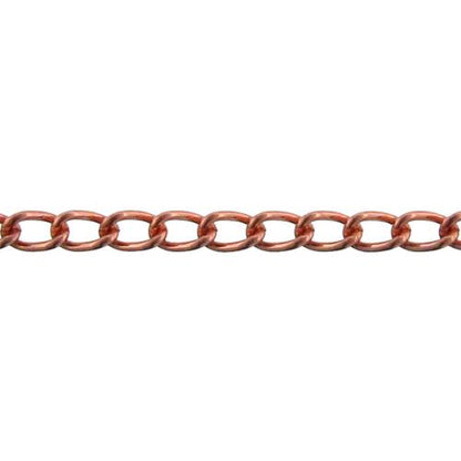 Copper 3.35mm Width by 5.45mm Length, Smooth Curb Chain. Price per: 1 Foot.