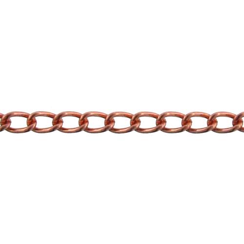 Copper 3.35mm Width by 5.45mm Length, Smooth Curb Chain. Price per: 1 Foot.