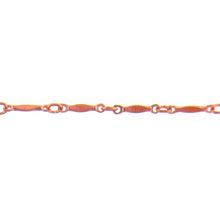 Load image into Gallery viewer, Copper 3.05mm Width by 2.50mm Length Smooth Oval Link Followed by 1.70mm Width by 8.90mm Length Corrugated Dapped Bar, Bar Chain. Price per: 1 Foot.
